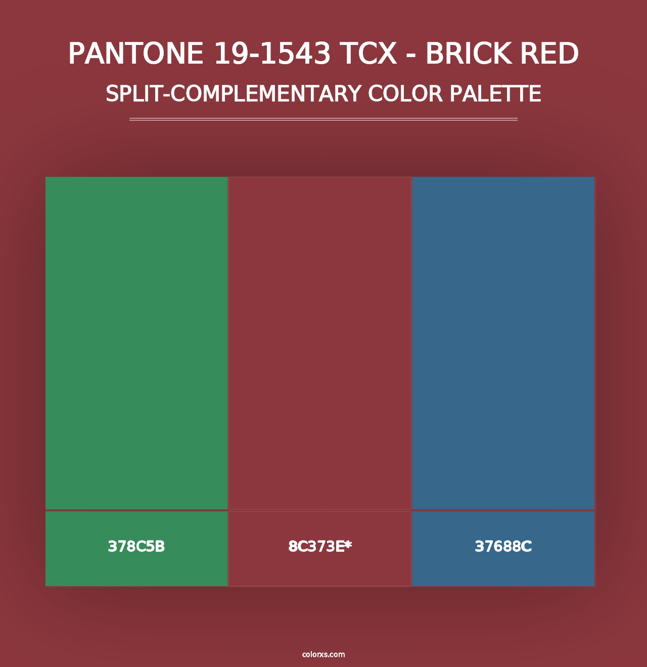 PANTONE 19-1543 TCX - Brick Red - Split-Complementary Color Palette