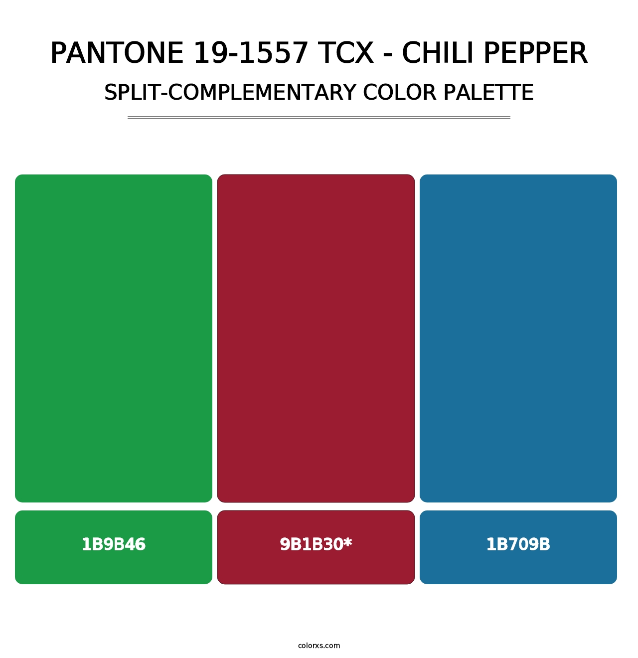 PANTONE 19-1557 TCX - Chili Pepper - Split-Complementary Color Palette