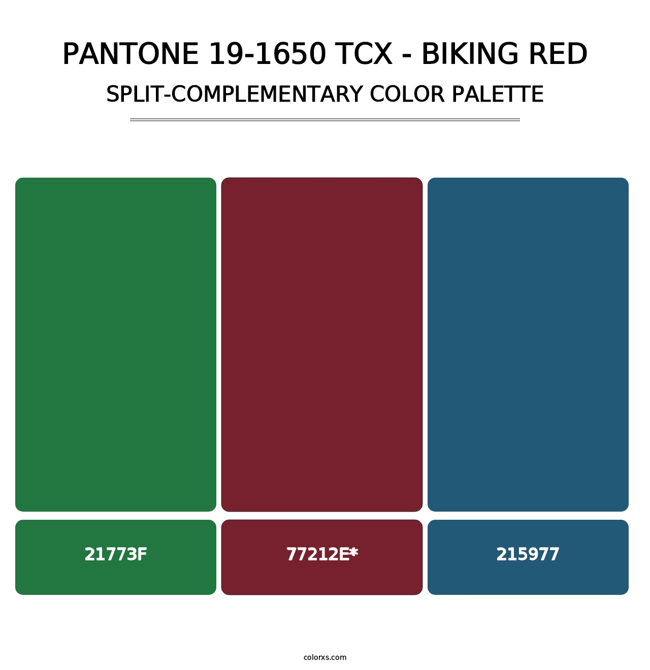 PANTONE 19-1650 TCX - Biking Red - Split-Complementary Color Palette