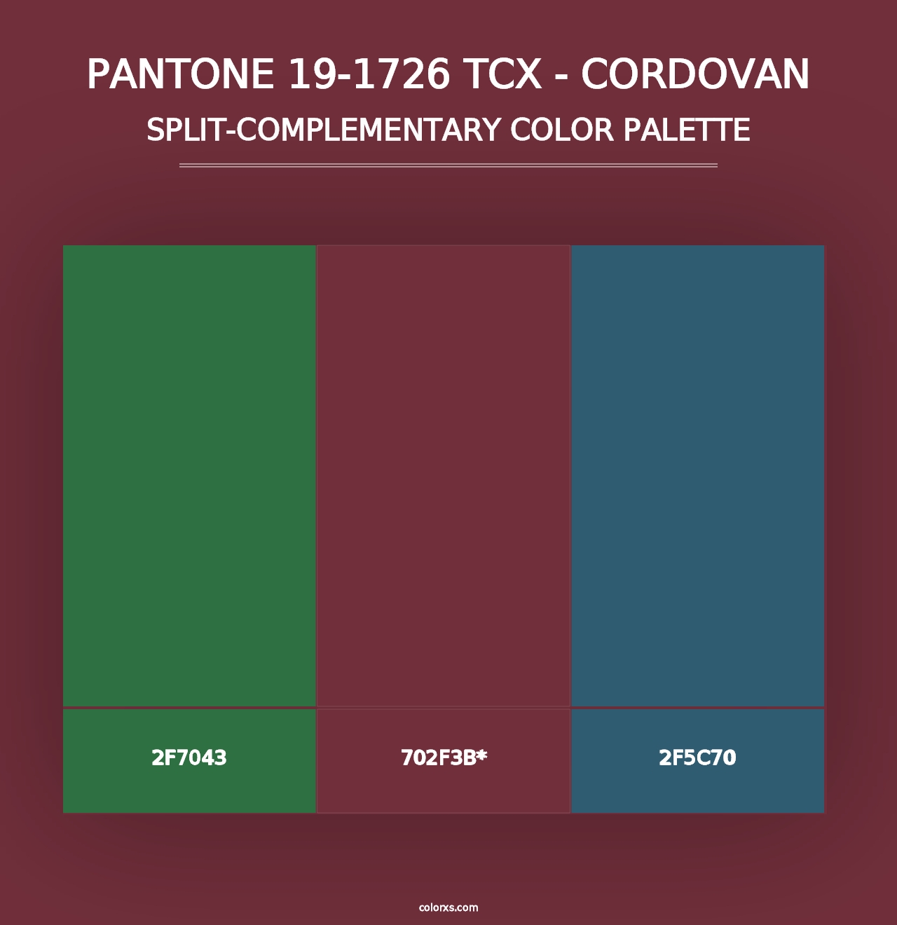 PANTONE 19-1726 TCX - Cordovan - Split-Complementary Color Palette