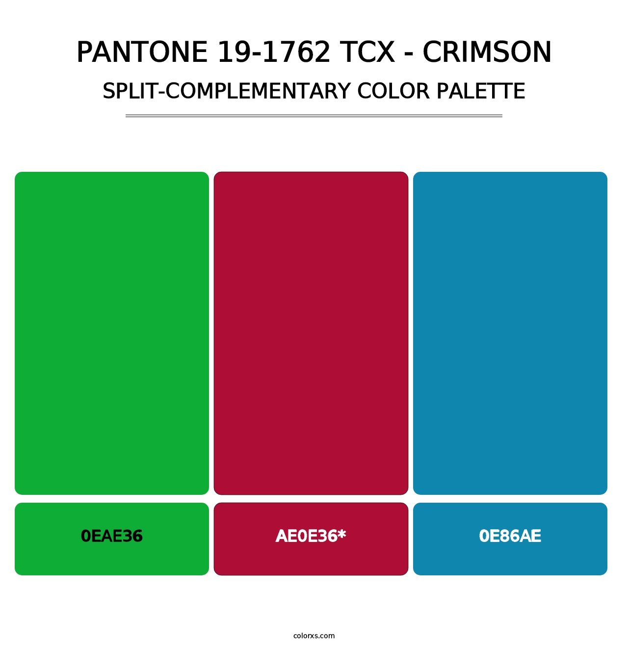 PANTONE 19-1762 TCX - Crimson - Split-Complementary Color Palette