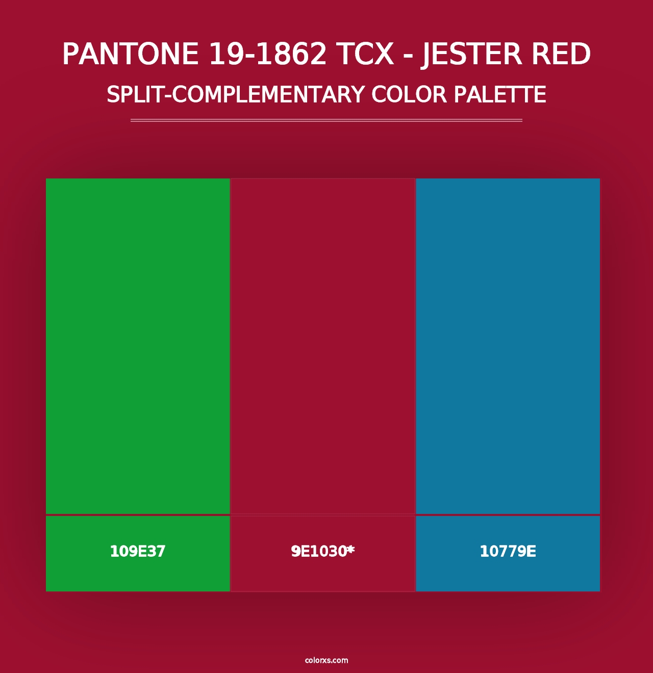 PANTONE 19-1862 TCX - Jester Red - Split-Complementary Color Palette