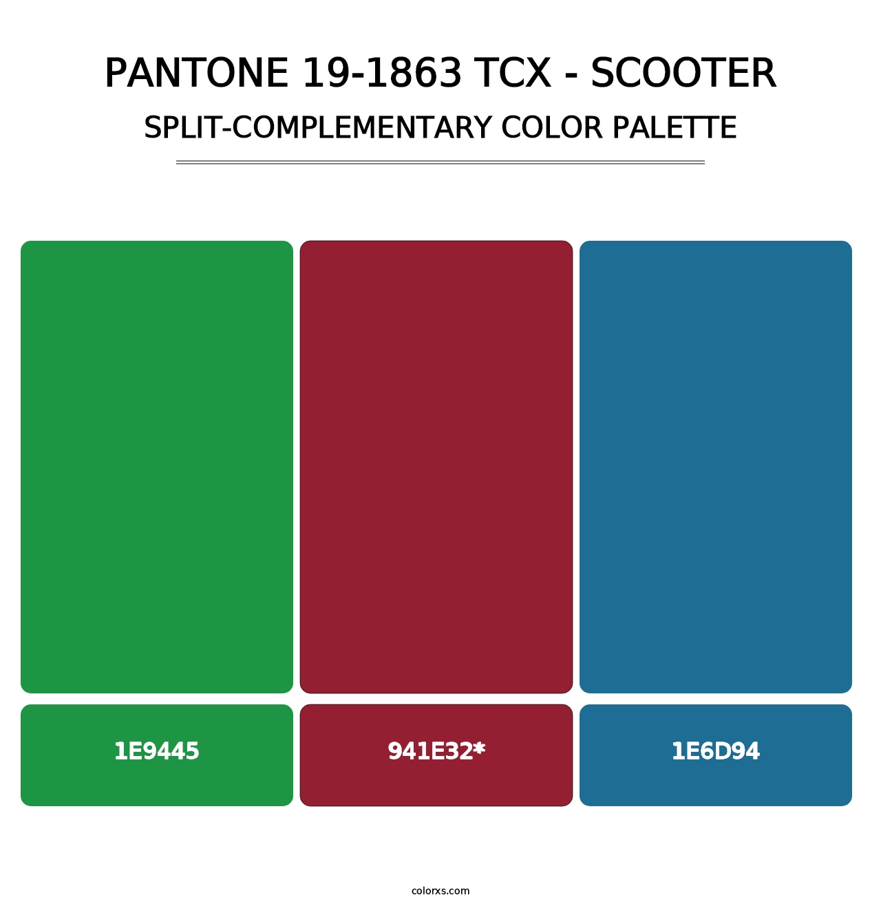 PANTONE 19-1863 TCX - Scooter - Split-Complementary Color Palette