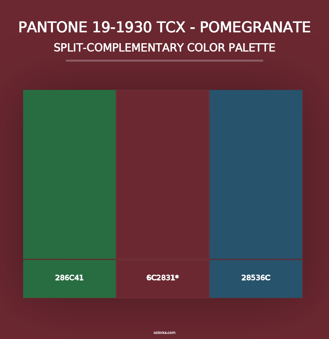 PANTONE 19-1930 TCX - Pomegranate - Split-Complementary Color Palette