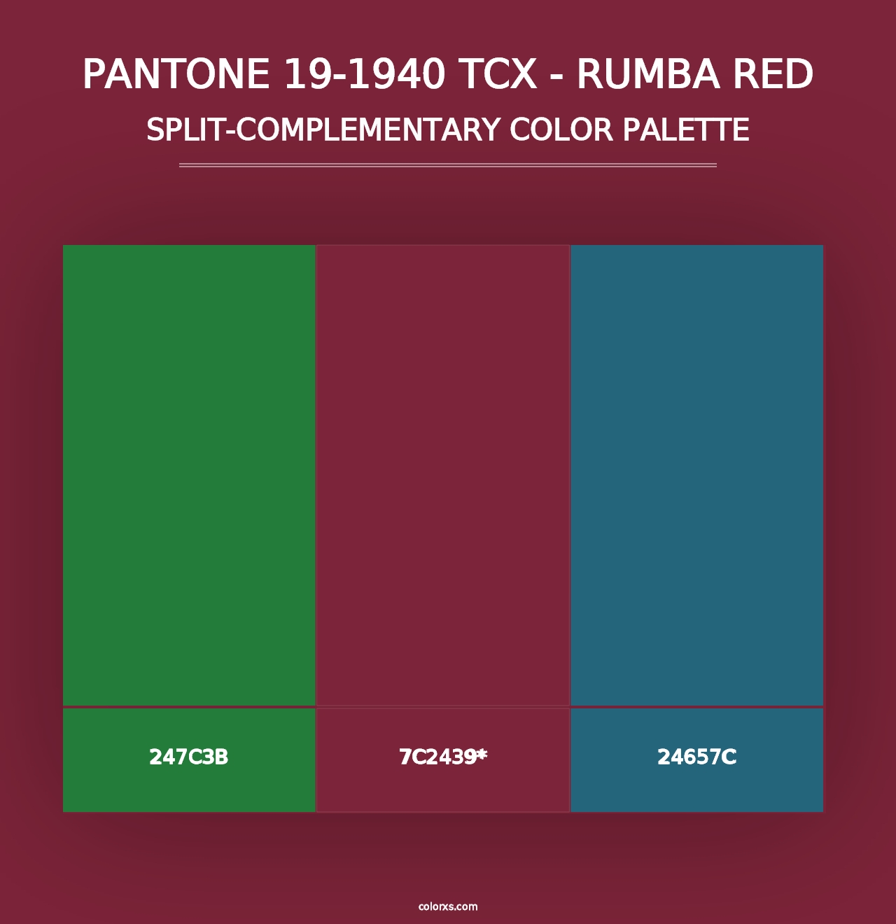 PANTONE 19-1940 TCX - Rumba Red - Split-Complementary Color Palette