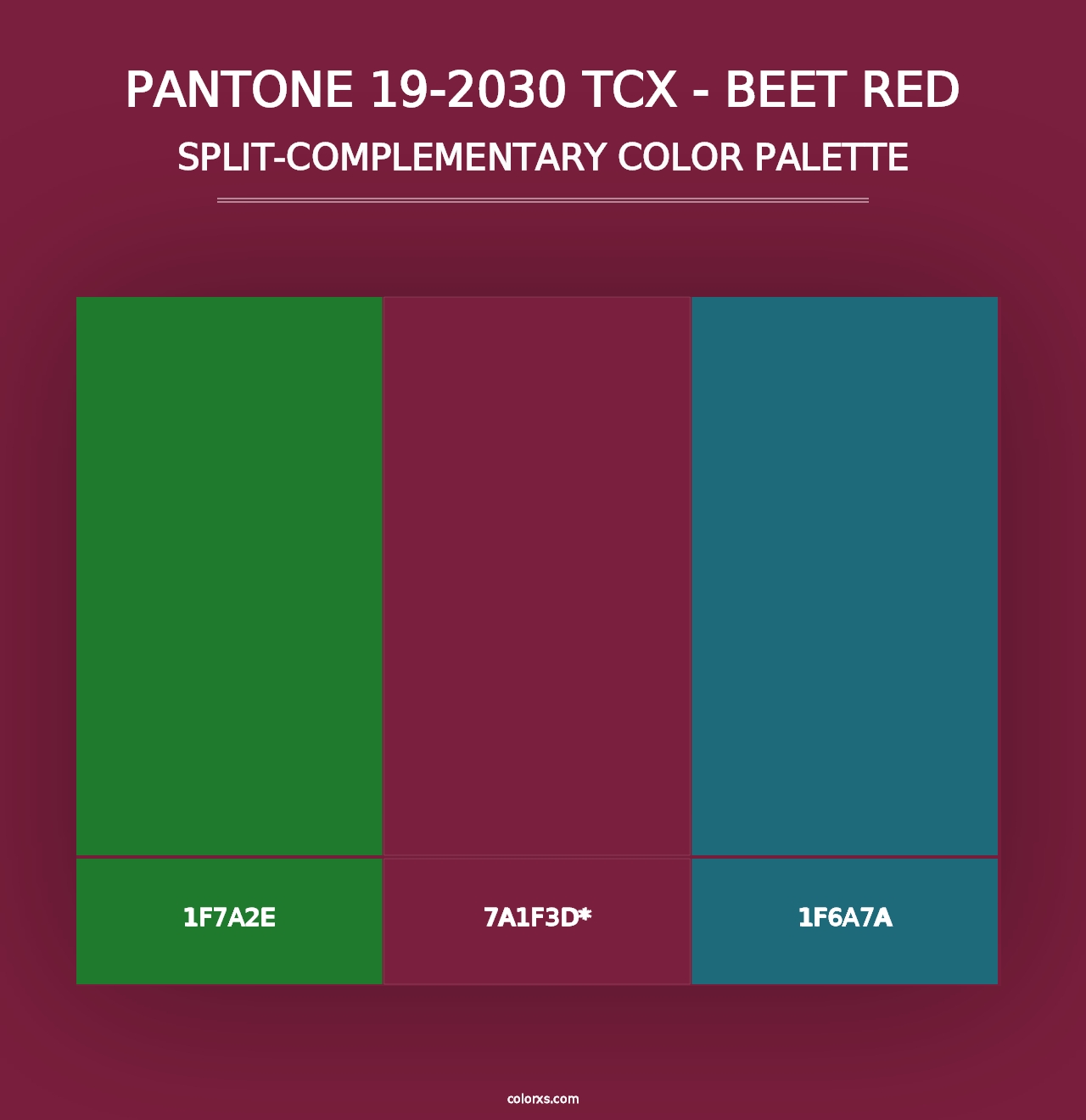 PANTONE 19-2030 TCX - Beet Red - Split-Complementary Color Palette