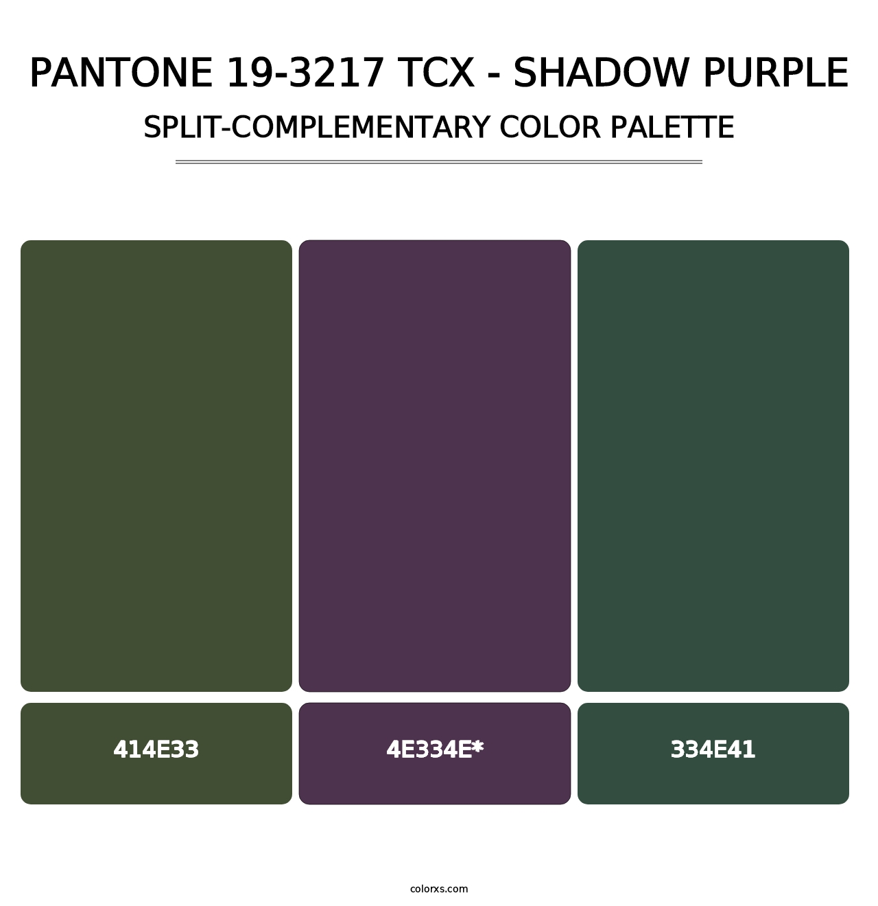 PANTONE 19-3217 TCX - Shadow Purple - Split-Complementary Color Palette