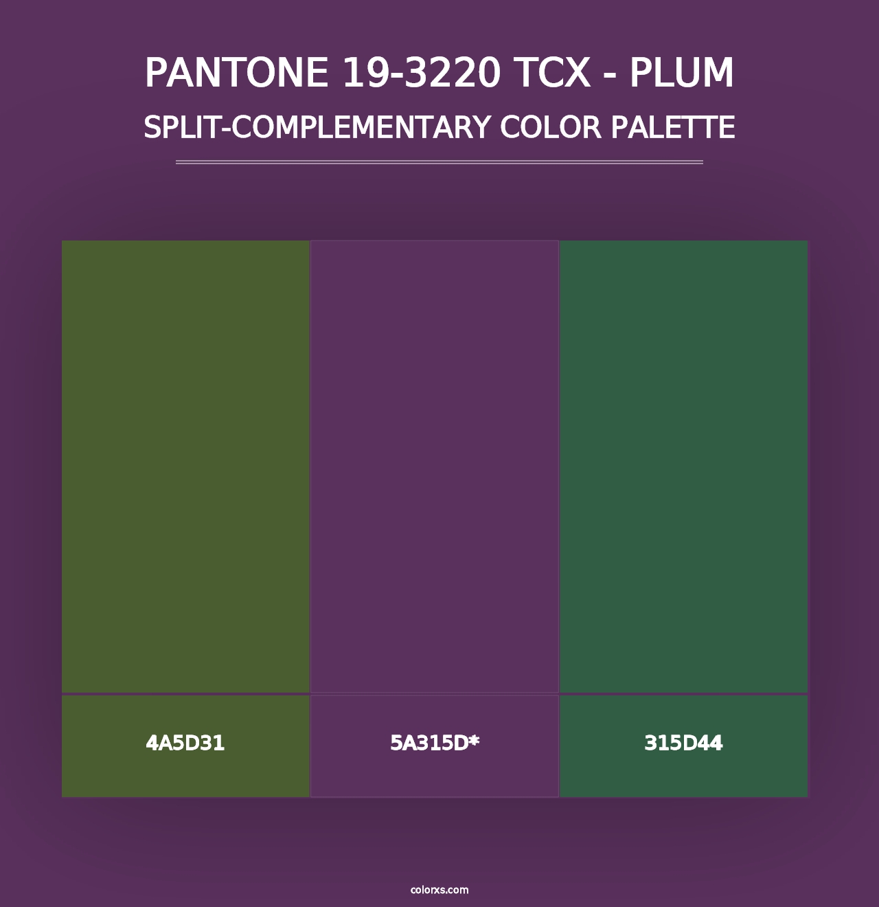 PANTONE 19-3220 TCX - Plum - Split-Complementary Color Palette