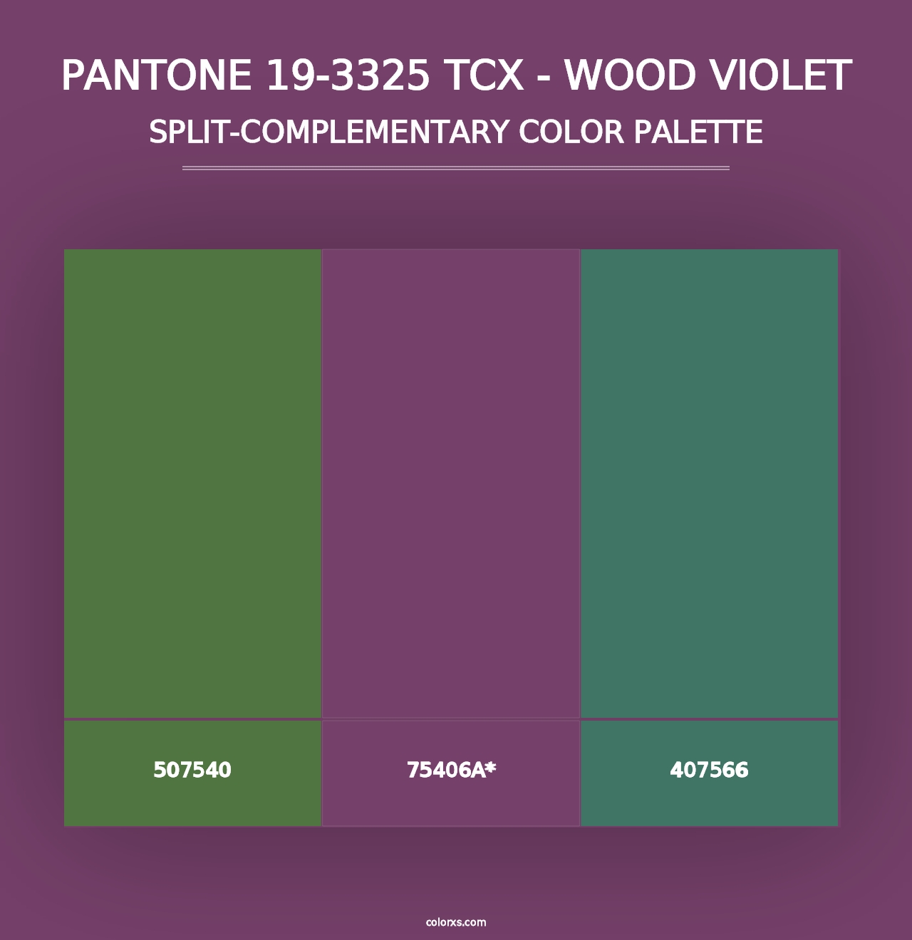 PANTONE 19-3325 TCX - Wood Violet - Split-Complementary Color Palette