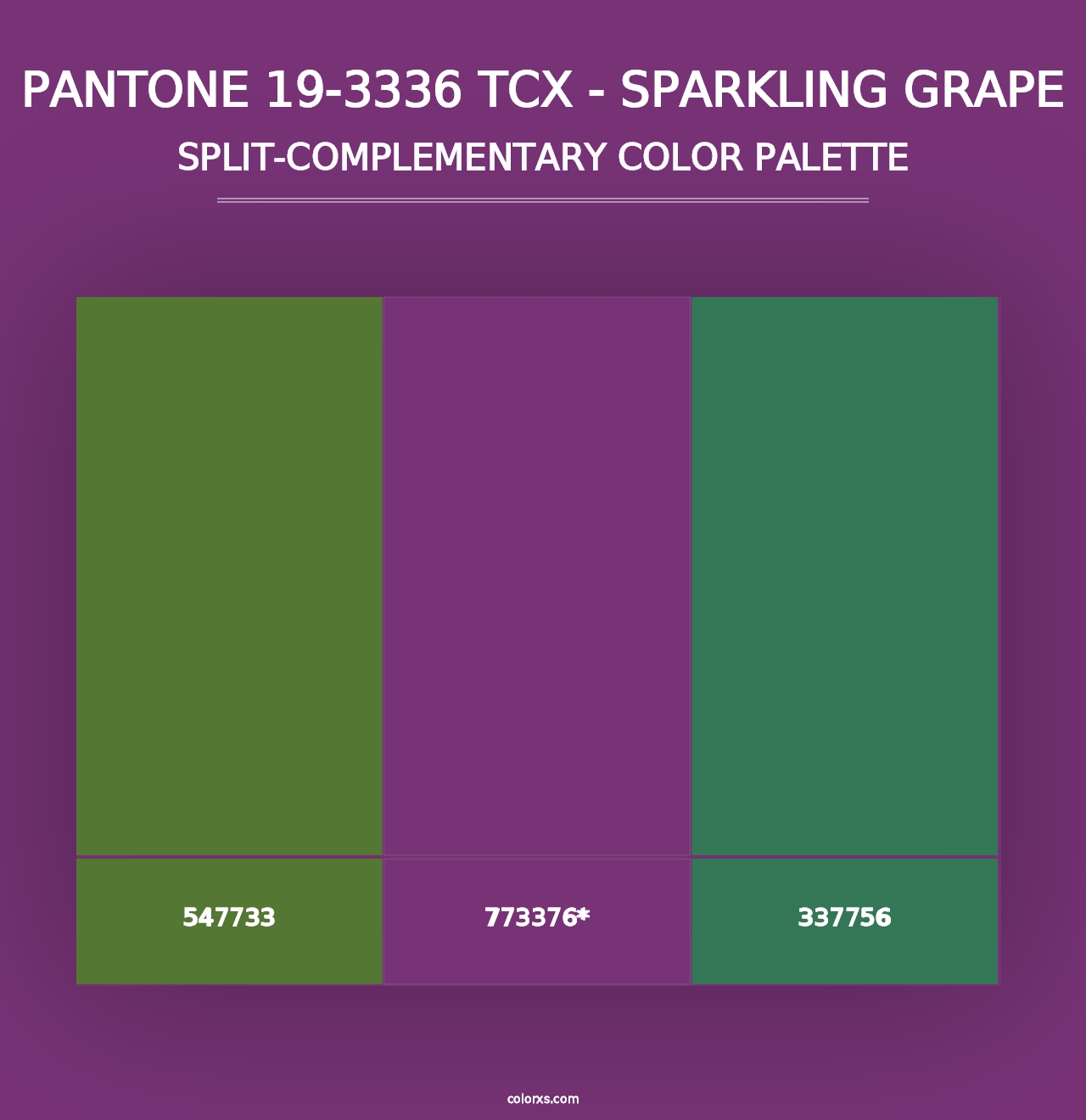 PANTONE 19-3336 TCX - Sparkling Grape - Split-Complementary Color Palette