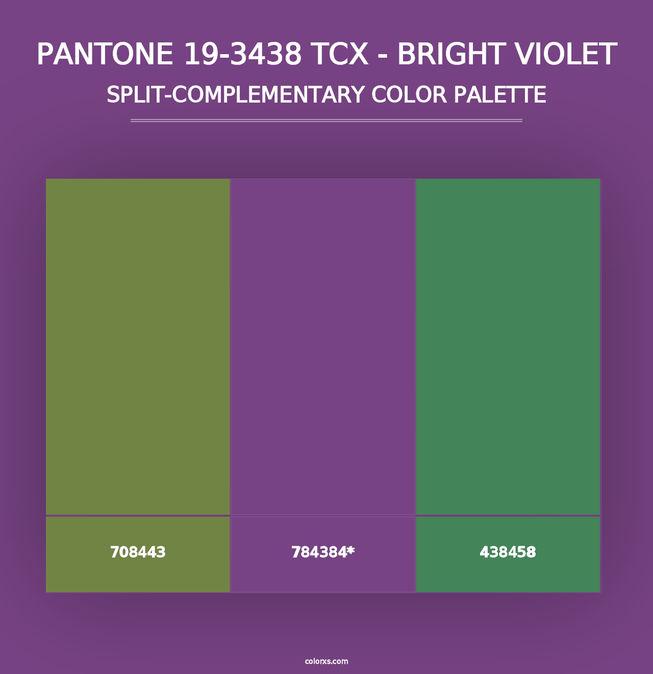 PANTONE 19-3438 TCX - Bright Violet - Split-Complementary Color Palette