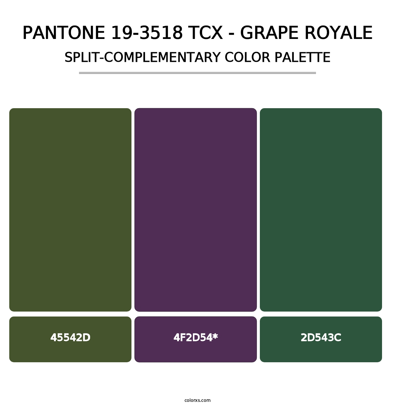 PANTONE 19-3518 TCX - Grape Royale - Split-Complementary Color Palette