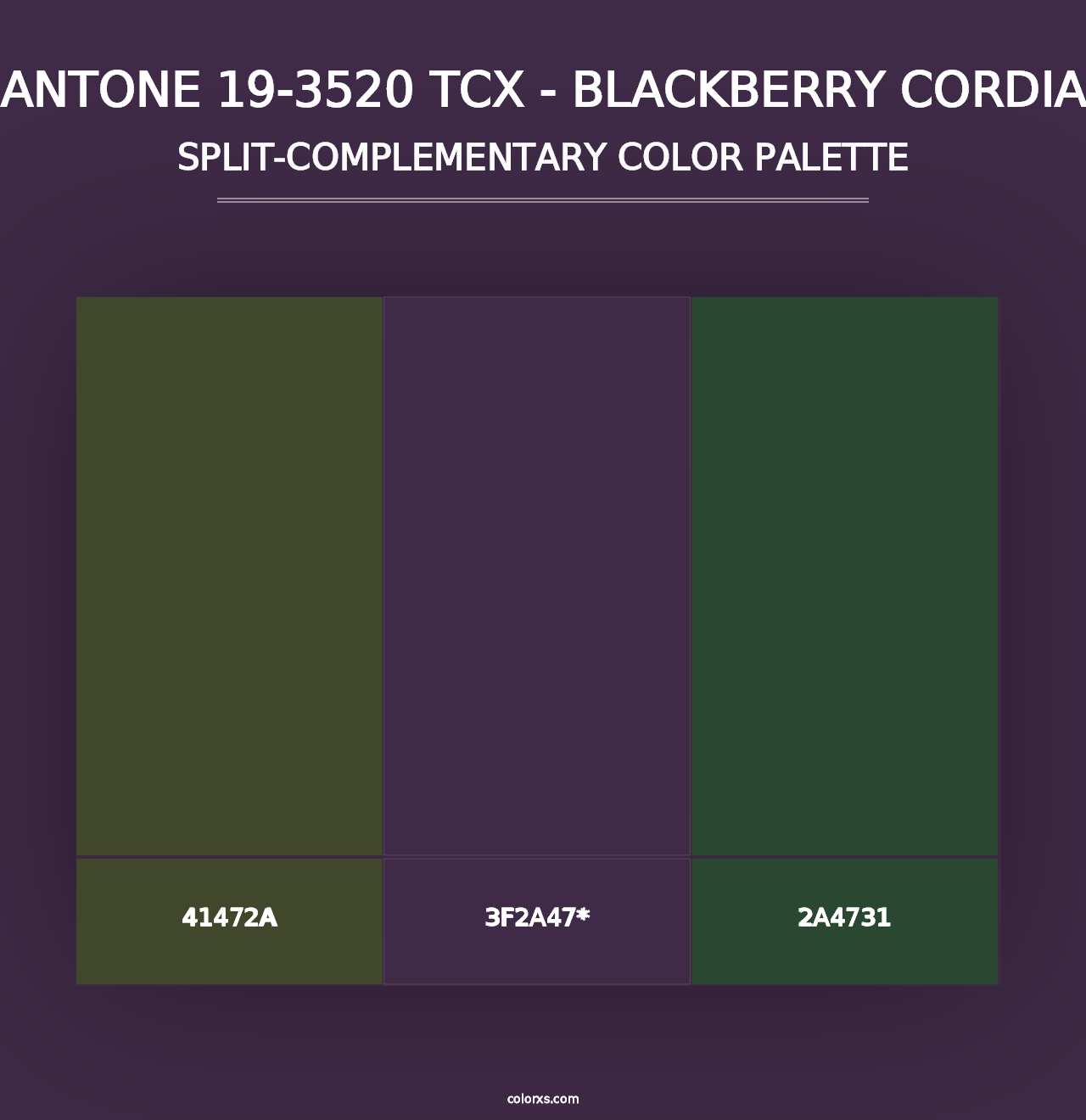 PANTONE 19-3520 TCX - Blackberry Cordial - Split-Complementary Color Palette