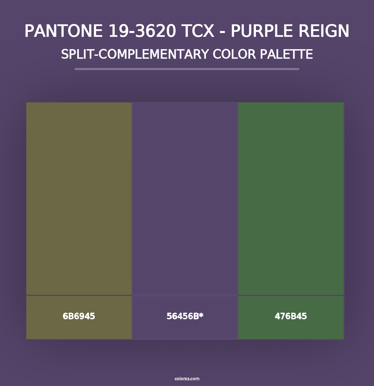 PANTONE 19-3620 TCX - Purple Reign - Split-Complementary Color Palette