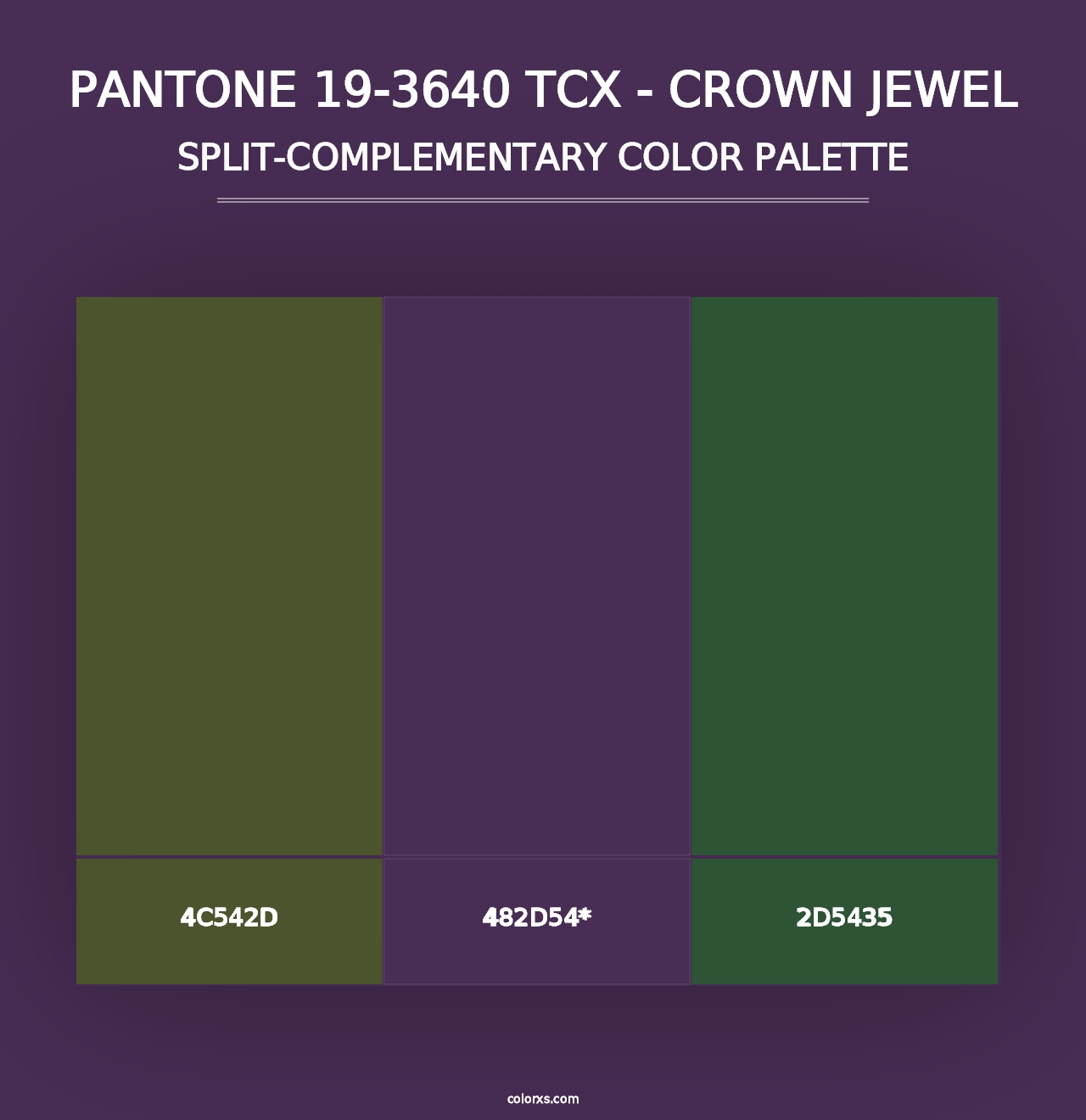 PANTONE 19-3640 TCX - Crown Jewel - Split-Complementary Color Palette