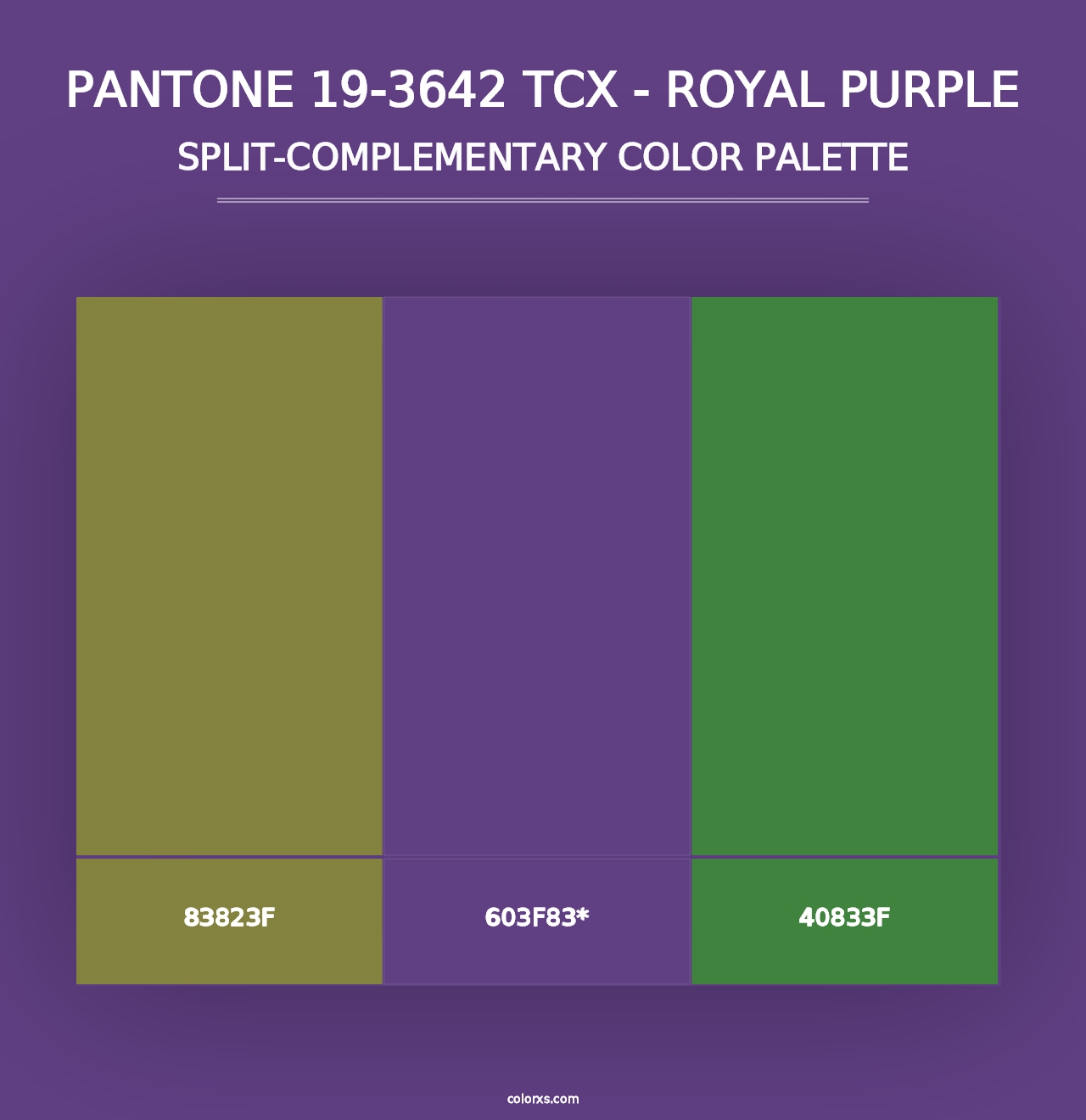 PANTONE 19-3642 TCX - Royal Purple - Split-Complementary Color Palette