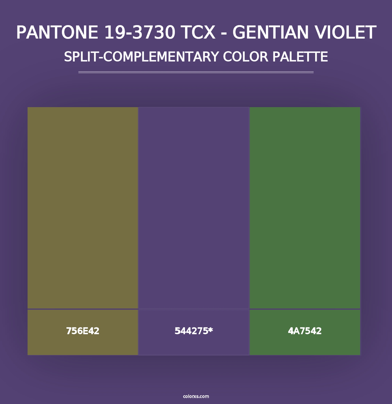 PANTONE 19-3730 TCX - Gentian Violet - Split-Complementary Color Palette