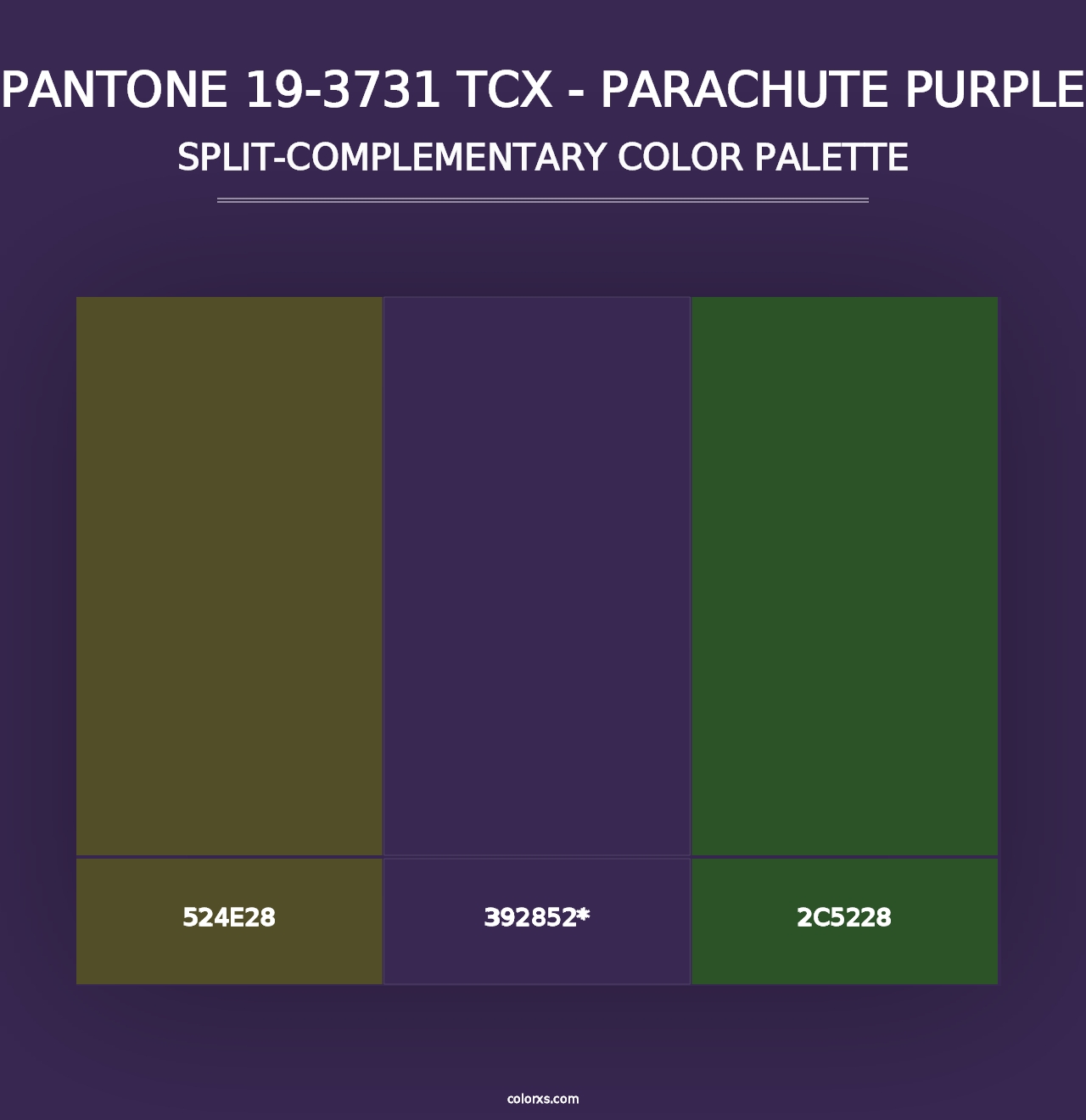 PANTONE 19-3731 TCX - Parachute Purple - Split-Complementary Color Palette