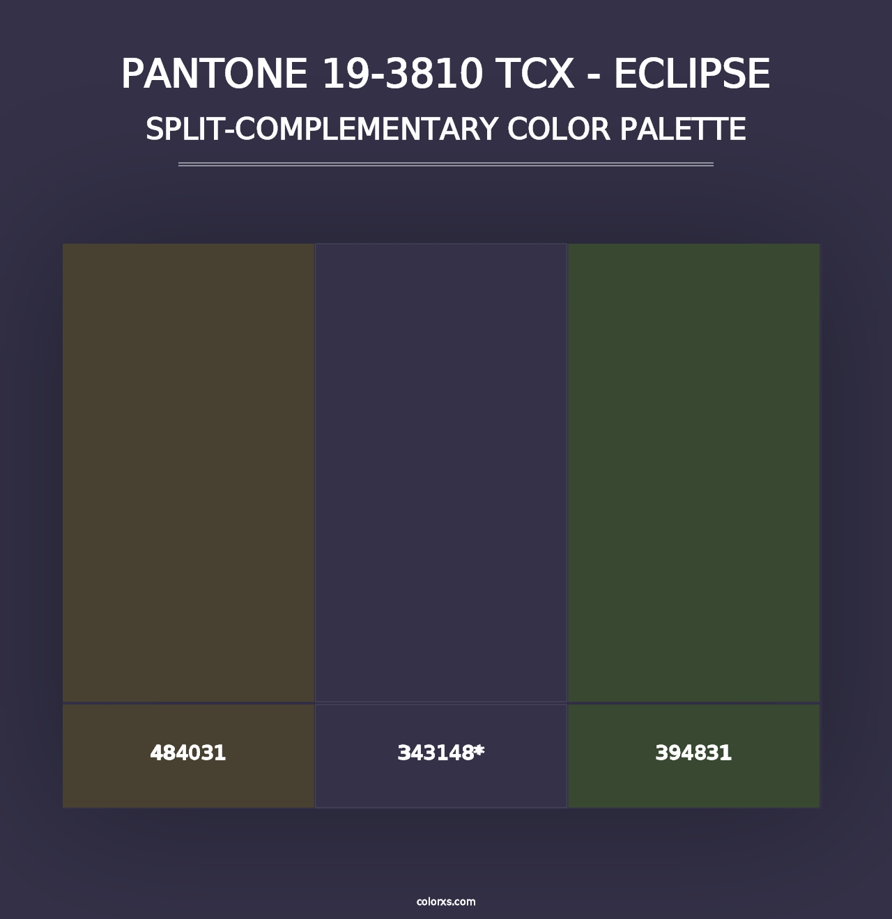 PANTONE 19-3810 TCX - Eclipse - Split-Complementary Color Palette