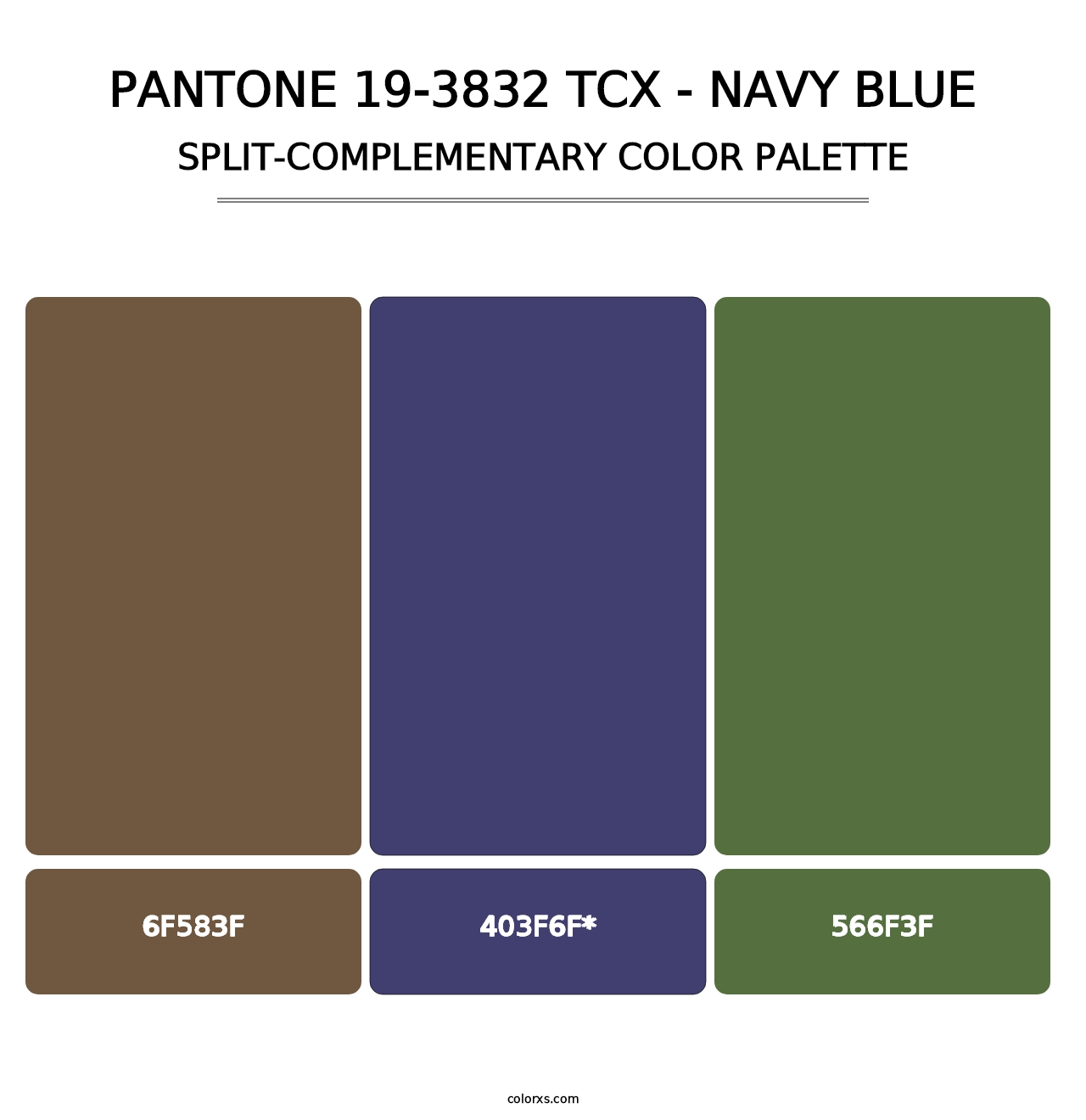 PANTONE 19-3832 TCX - Navy Blue - Split-Complementary Color Palette
