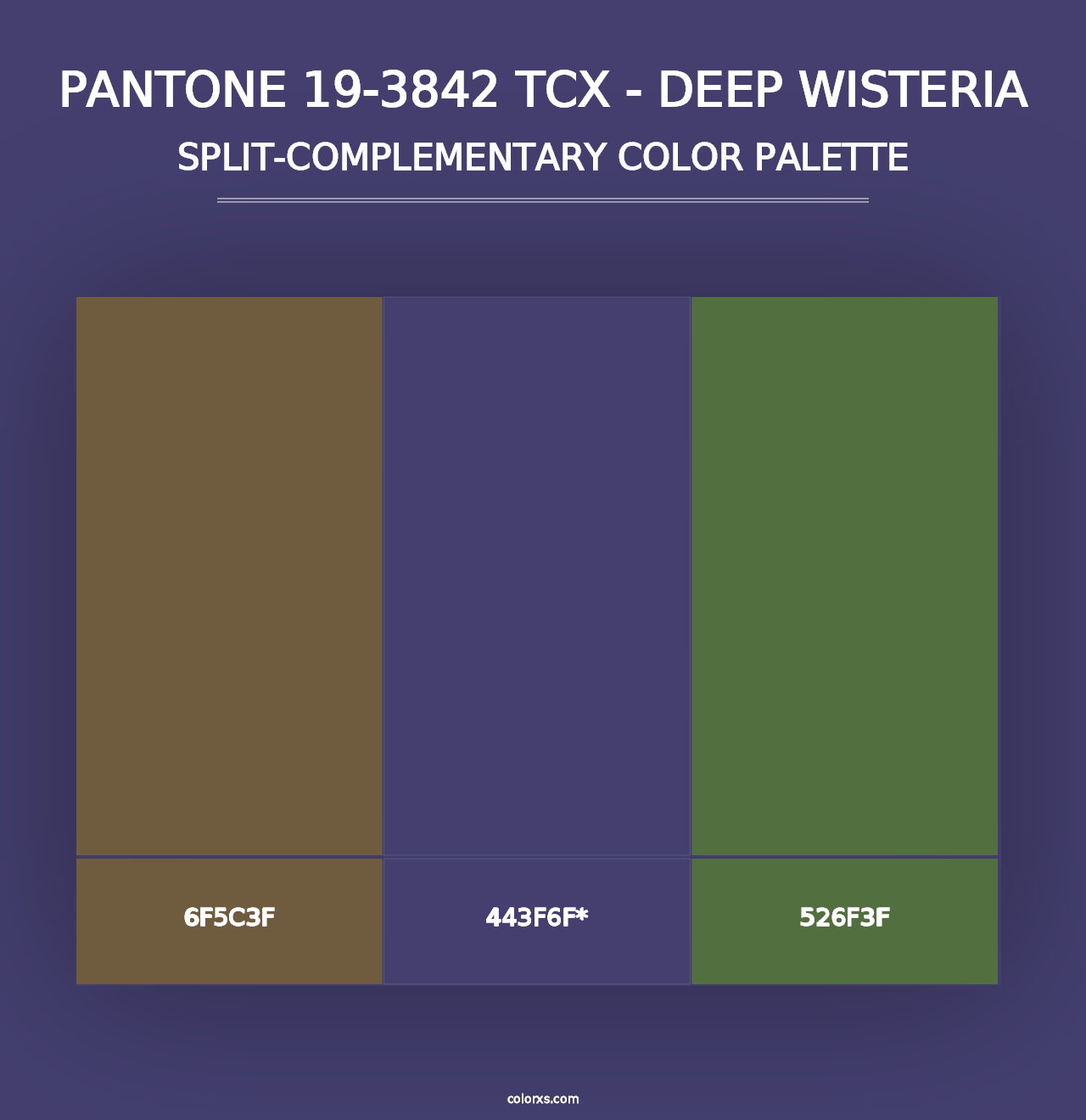 PANTONE 19-3842 TCX - Deep Wisteria - Split-Complementary Color Palette