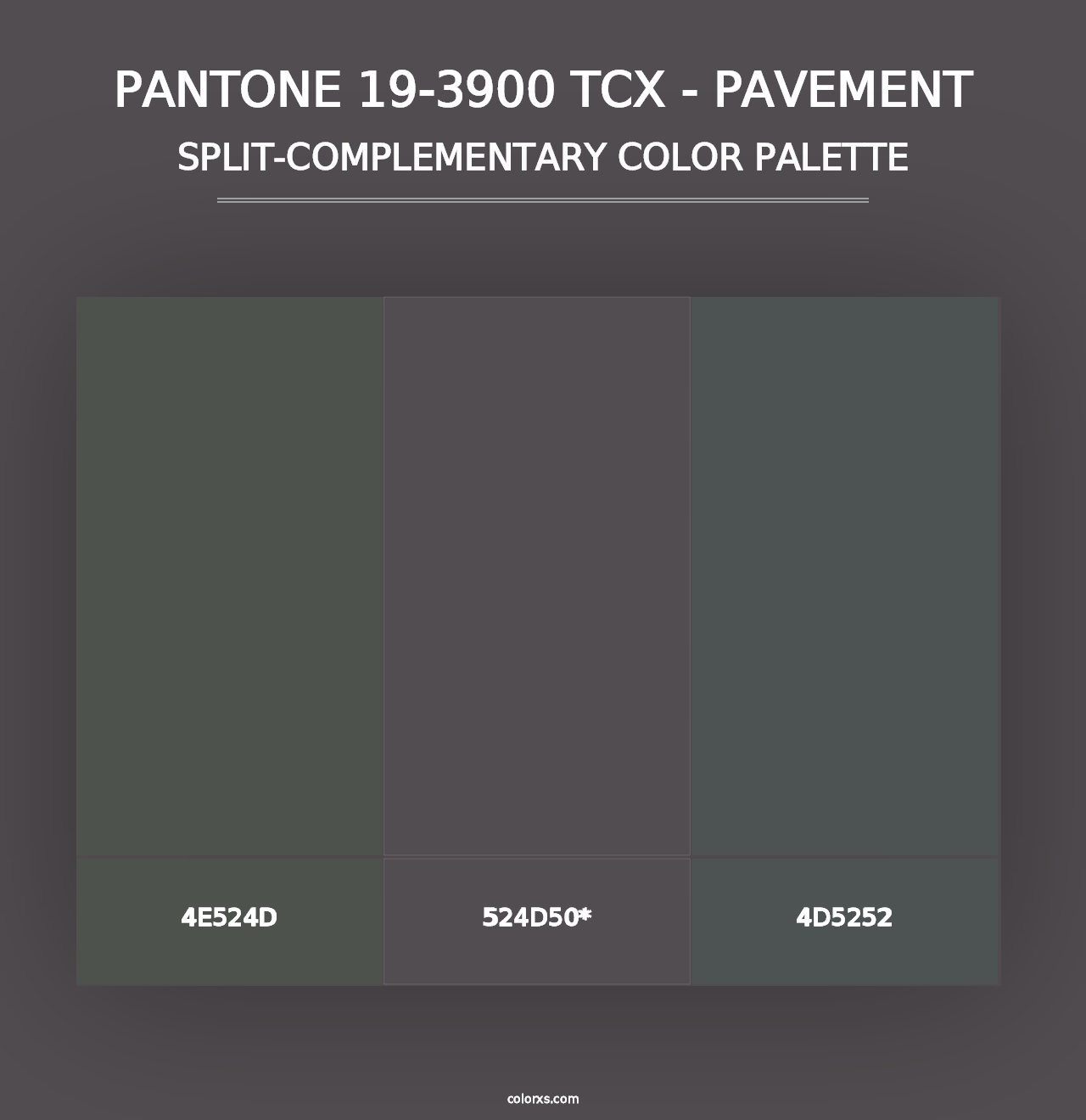 PANTONE 19-3900 TCX - Pavement - Split-Complementary Color Palette