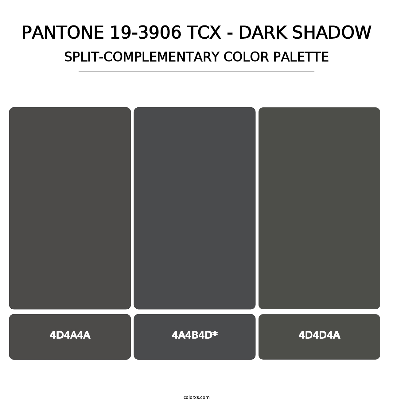 PANTONE 19-3906 TCX - Dark Shadow - Split-Complementary Color Palette