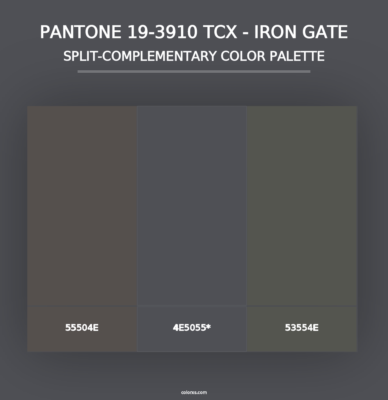 PANTONE 19-3910 TCX - Iron Gate - Split-Complementary Color Palette