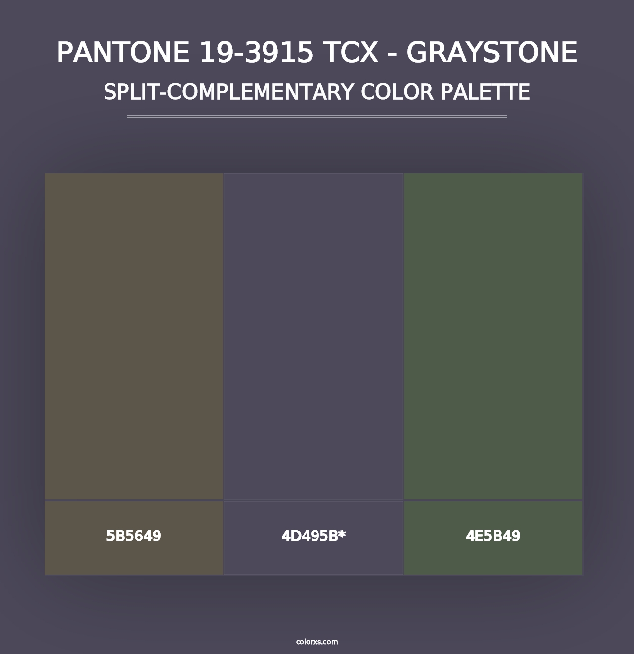 PANTONE 19-3915 TCX - Graystone - Split-Complementary Color Palette