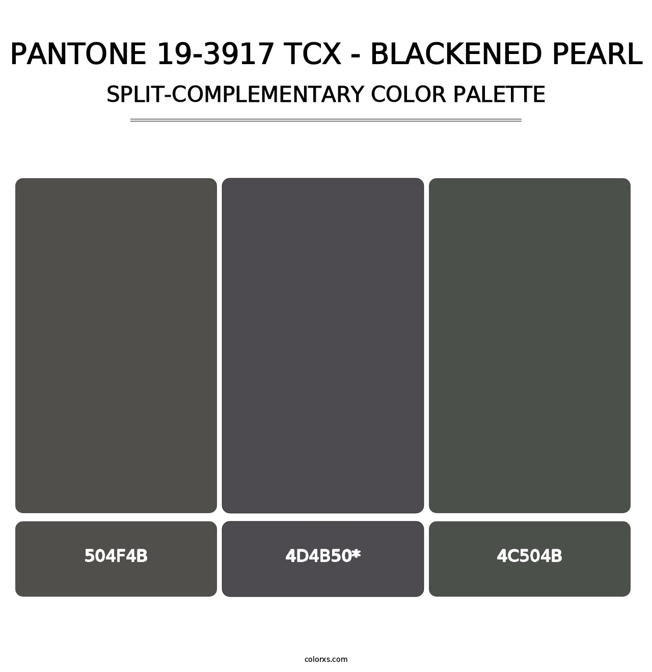 PANTONE 19-3917 TCX - Blackened Pearl - Split-Complementary Color Palette