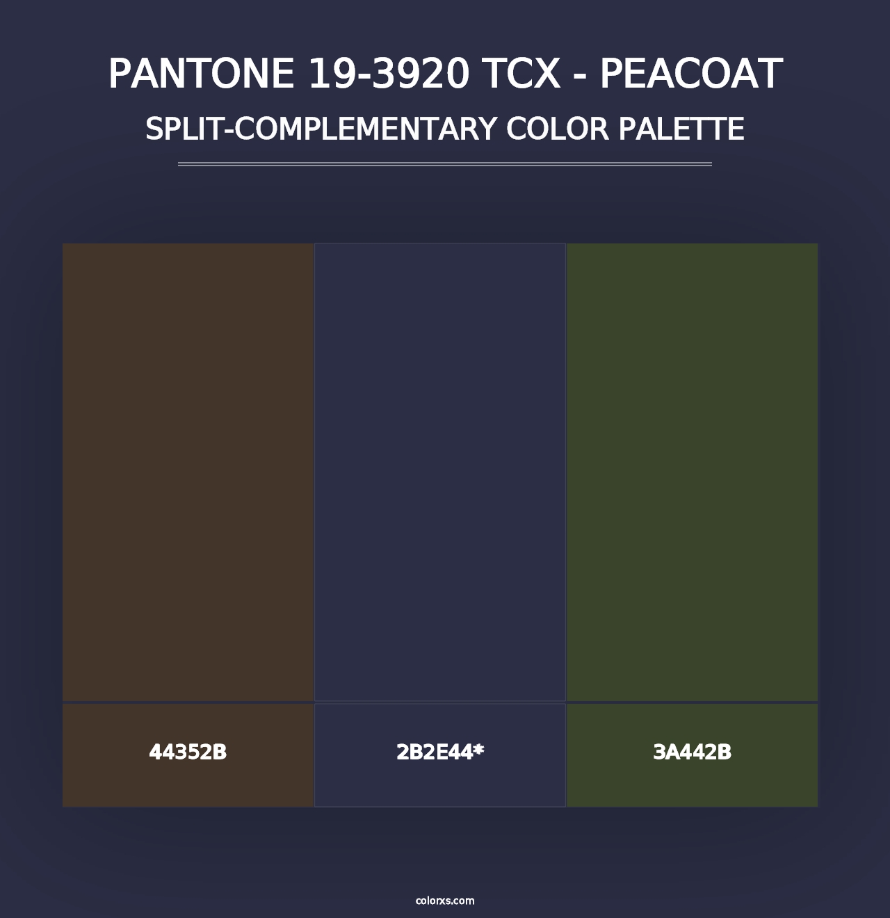 PANTONE 19-3920 TCX - Peacoat - Split-Complementary Color Palette