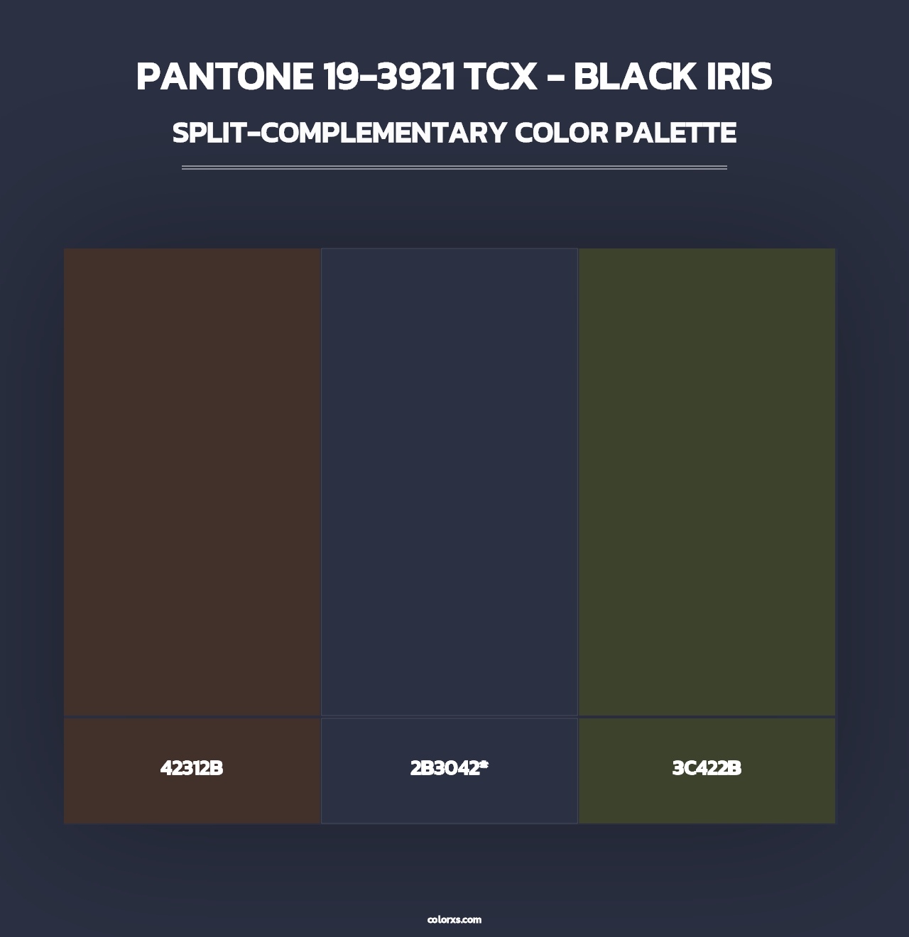 PANTONE 19-3921 TCX - Black Iris - Split-Complementary Color Palette