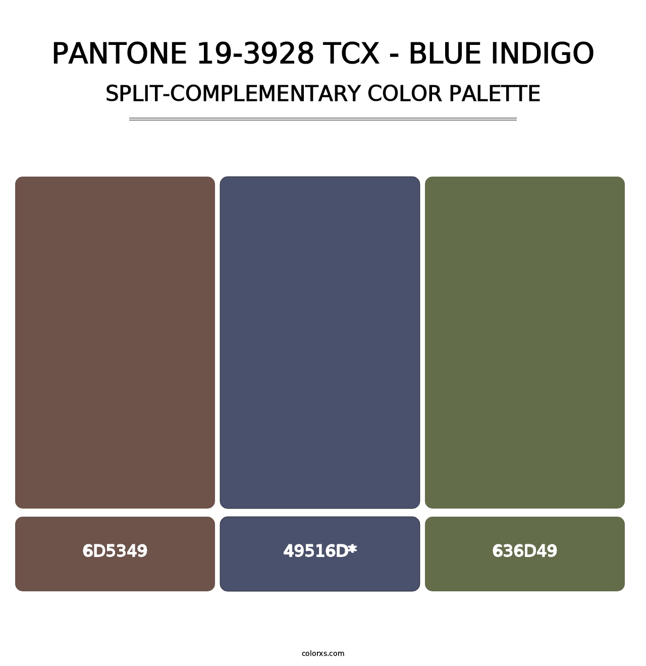 PANTONE 19-3928 TCX - Blue Indigo - Split-Complementary Color Palette