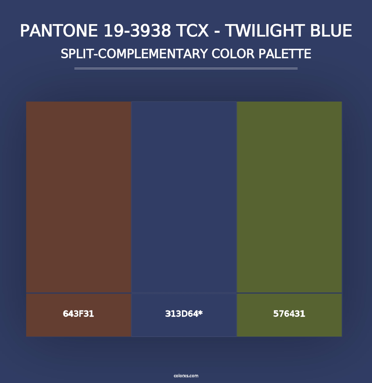 PANTONE 19-3938 TCX - Twilight Blue - Split-Complementary Color Palette