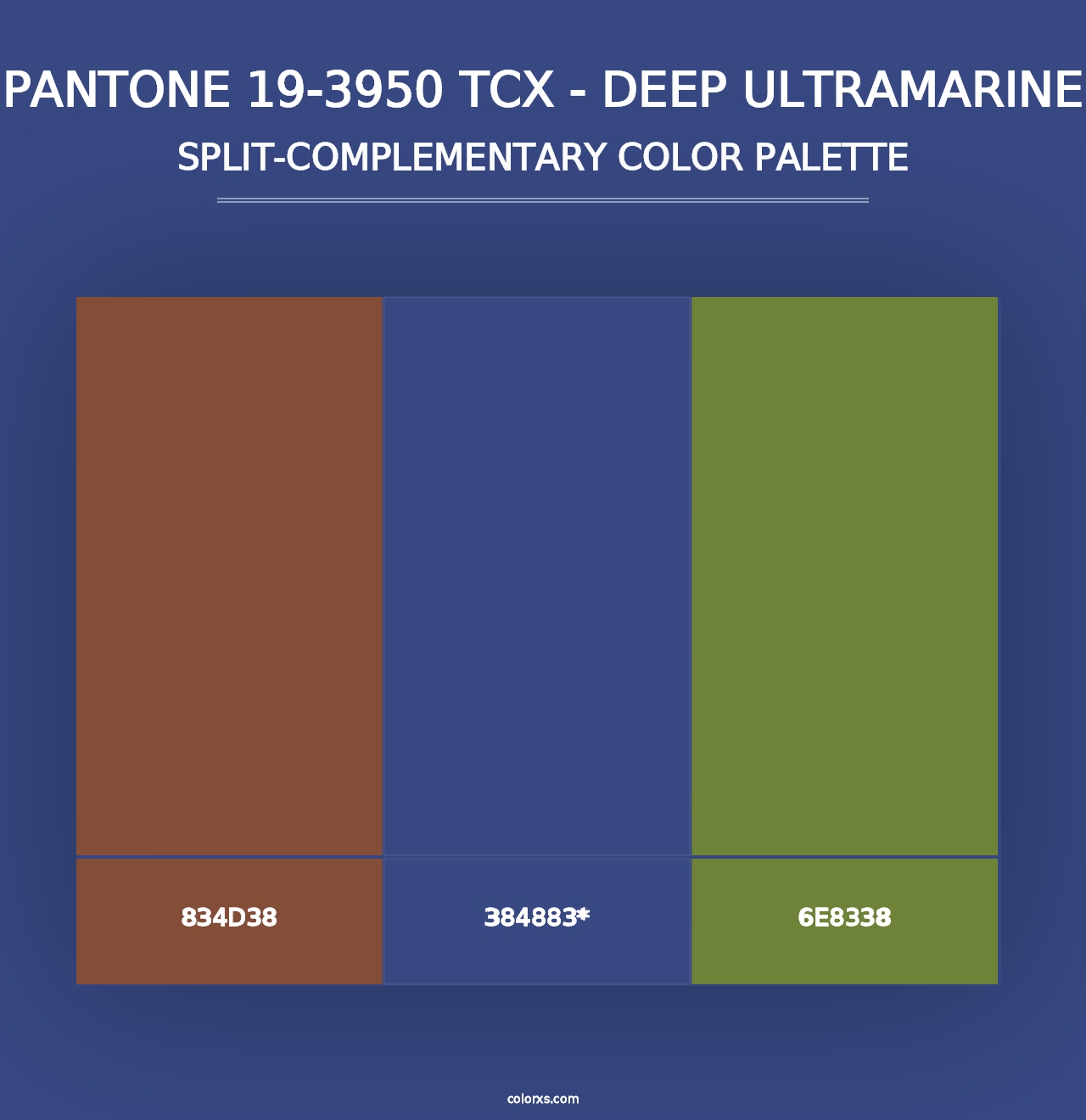 PANTONE 19-3950 TCX - Deep Ultramarine - Split-Complementary Color Palette