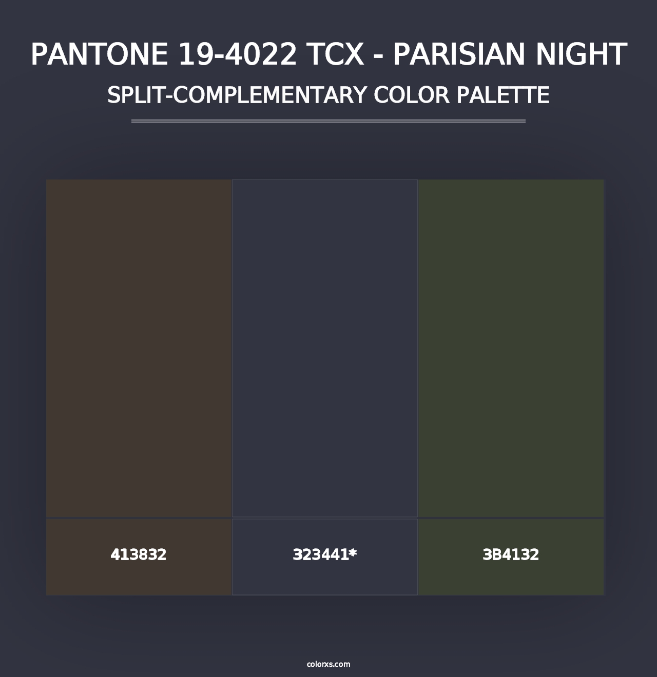 PANTONE 19-4022 TCX - Parisian Night - Split-Complementary Color Palette