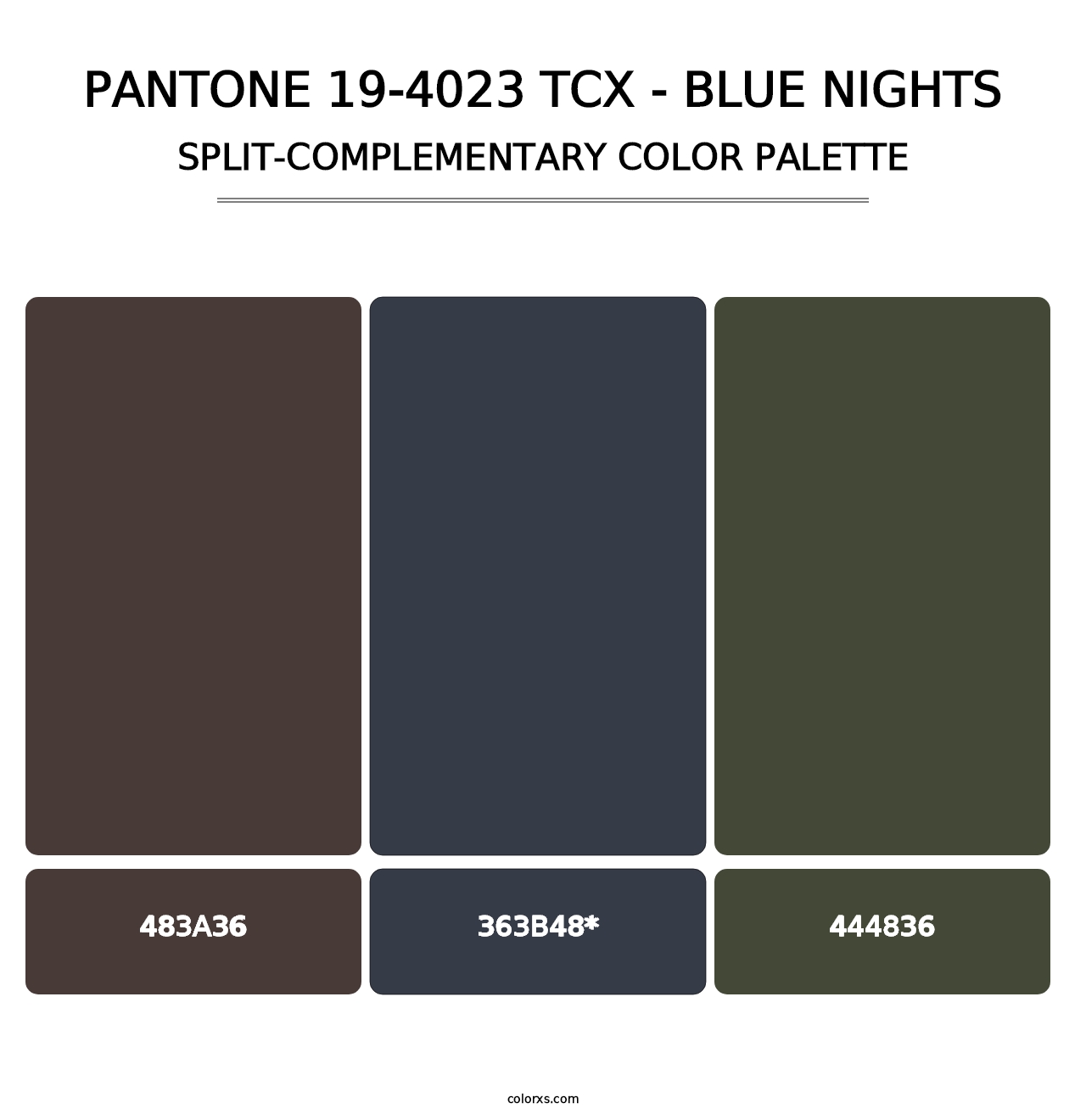 PANTONE 19-4023 TCX - Blue Nights - Split-Complementary Color Palette