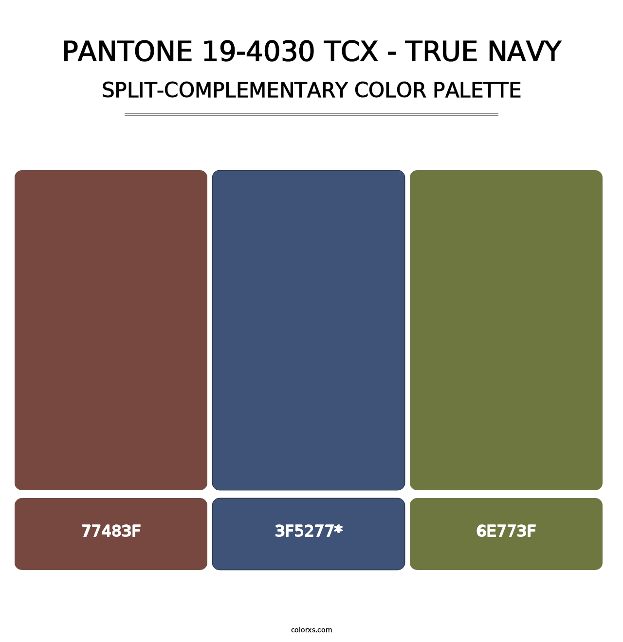 PANTONE 19-4030 TCX - True Navy - Split-Complementary Color Palette