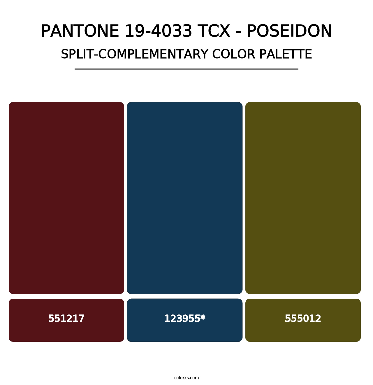 PANTONE 19-4033 TCX - Poseidon - Split-Complementary Color Palette