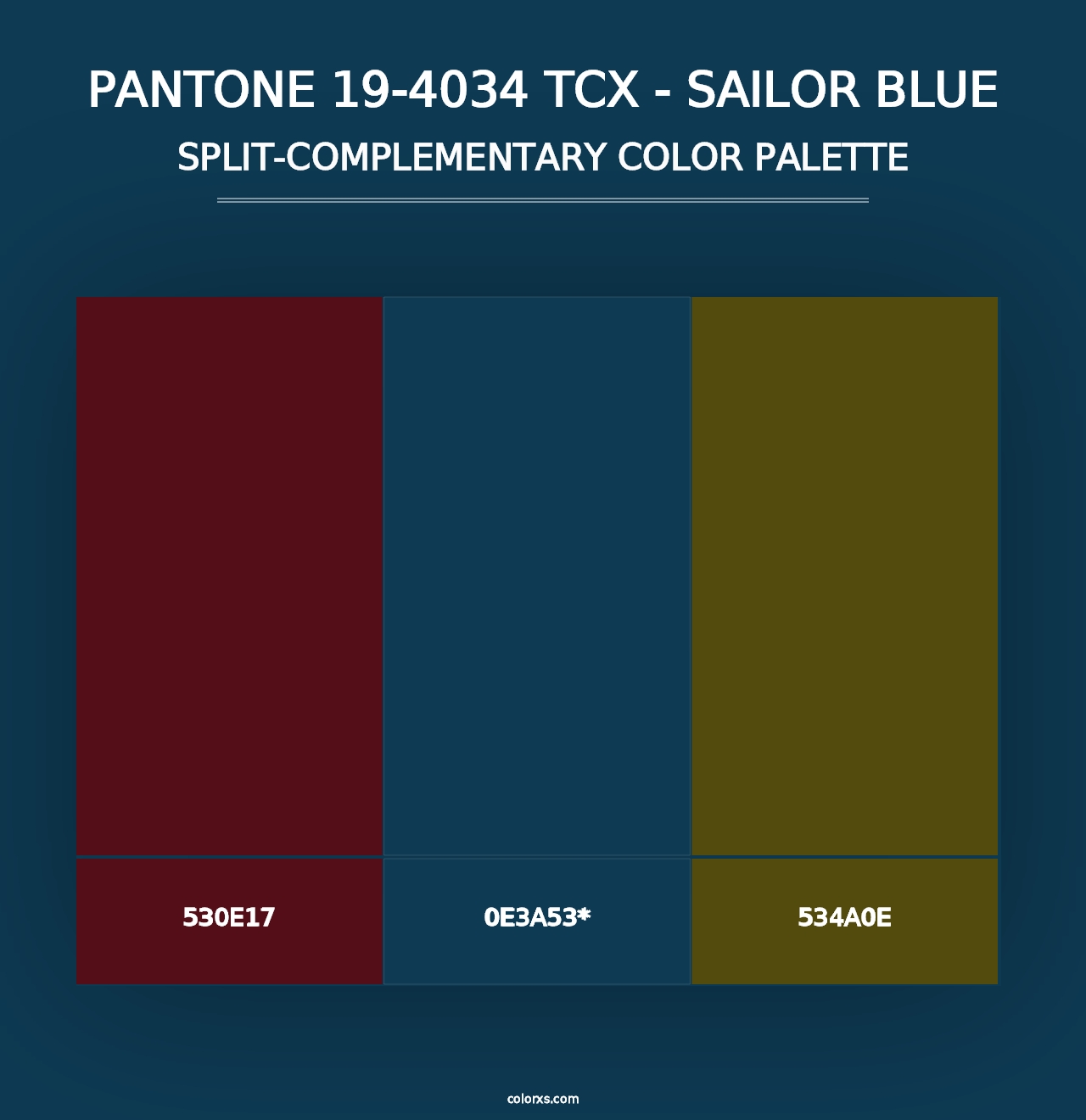 PANTONE 19-4034 TCX - Sailor Blue - Split-Complementary Color Palette