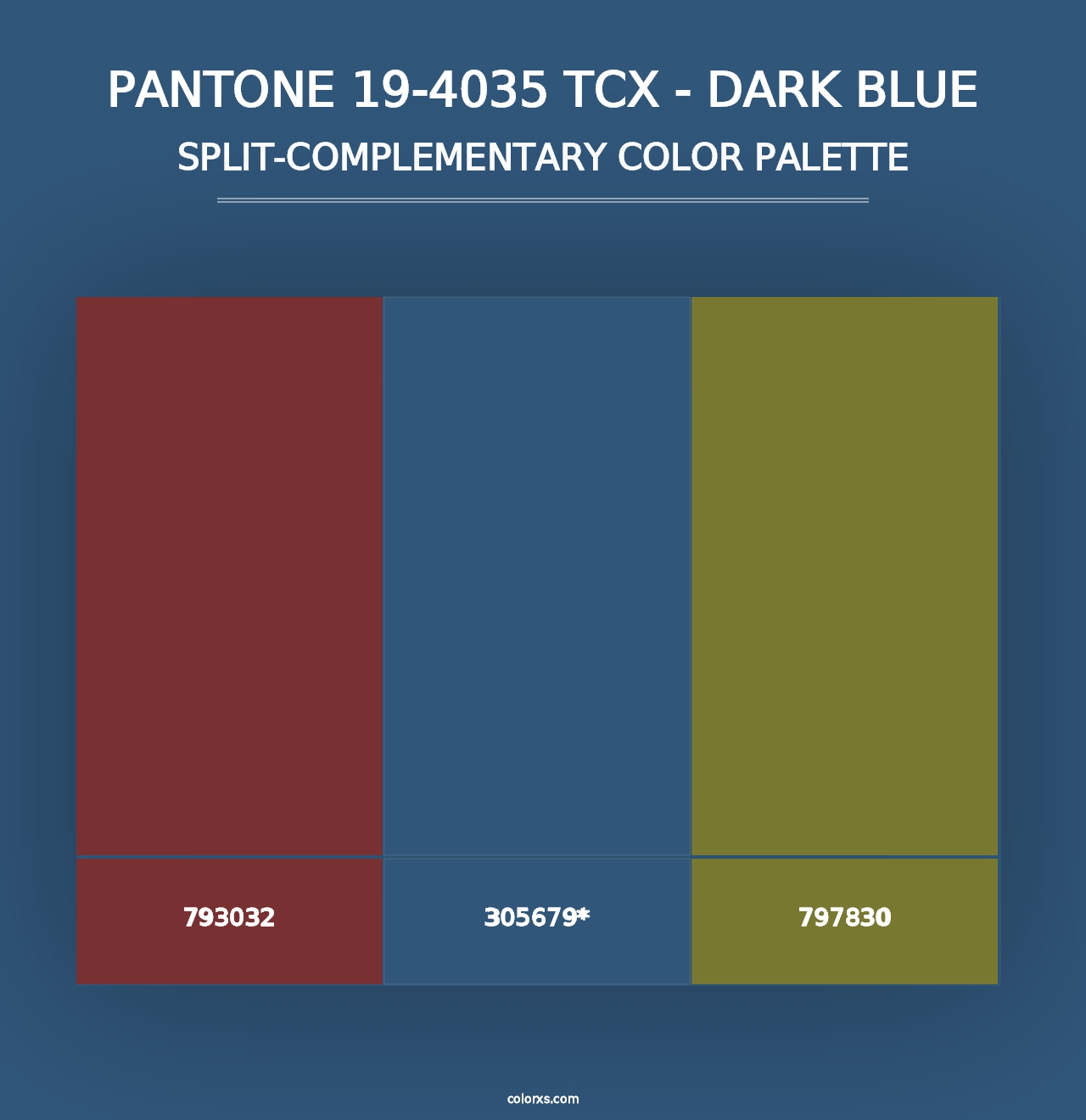 PANTONE 19-4035 TCX - Dark Blue - Split-Complementary Color Palette