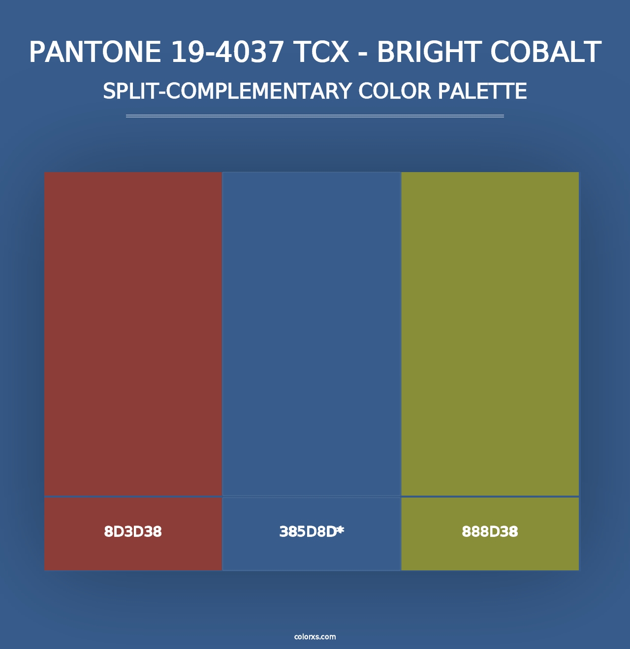 PANTONE 19-4037 TCX - Bright Cobalt - Split-Complementary Color Palette