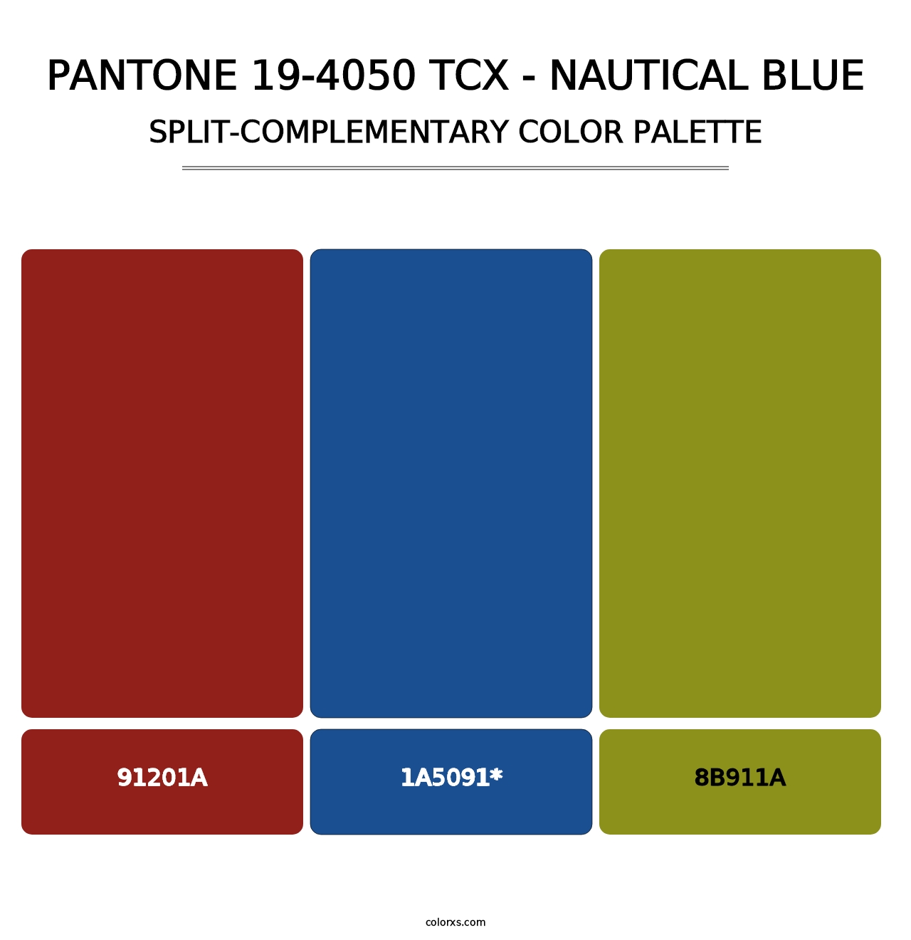 PANTONE 19-4050 TCX - Nautical Blue - Split-Complementary Color Palette