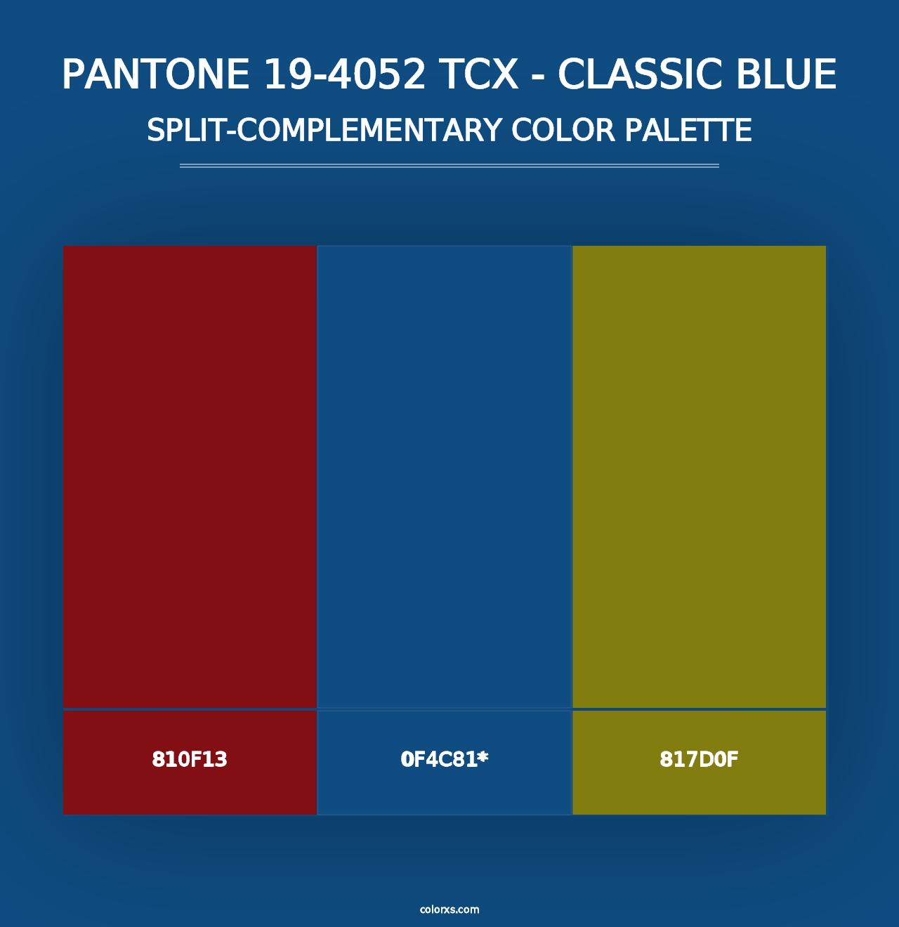 PANTONE 19-4052 TCX - Classic Blue - Split-Complementary Color Palette