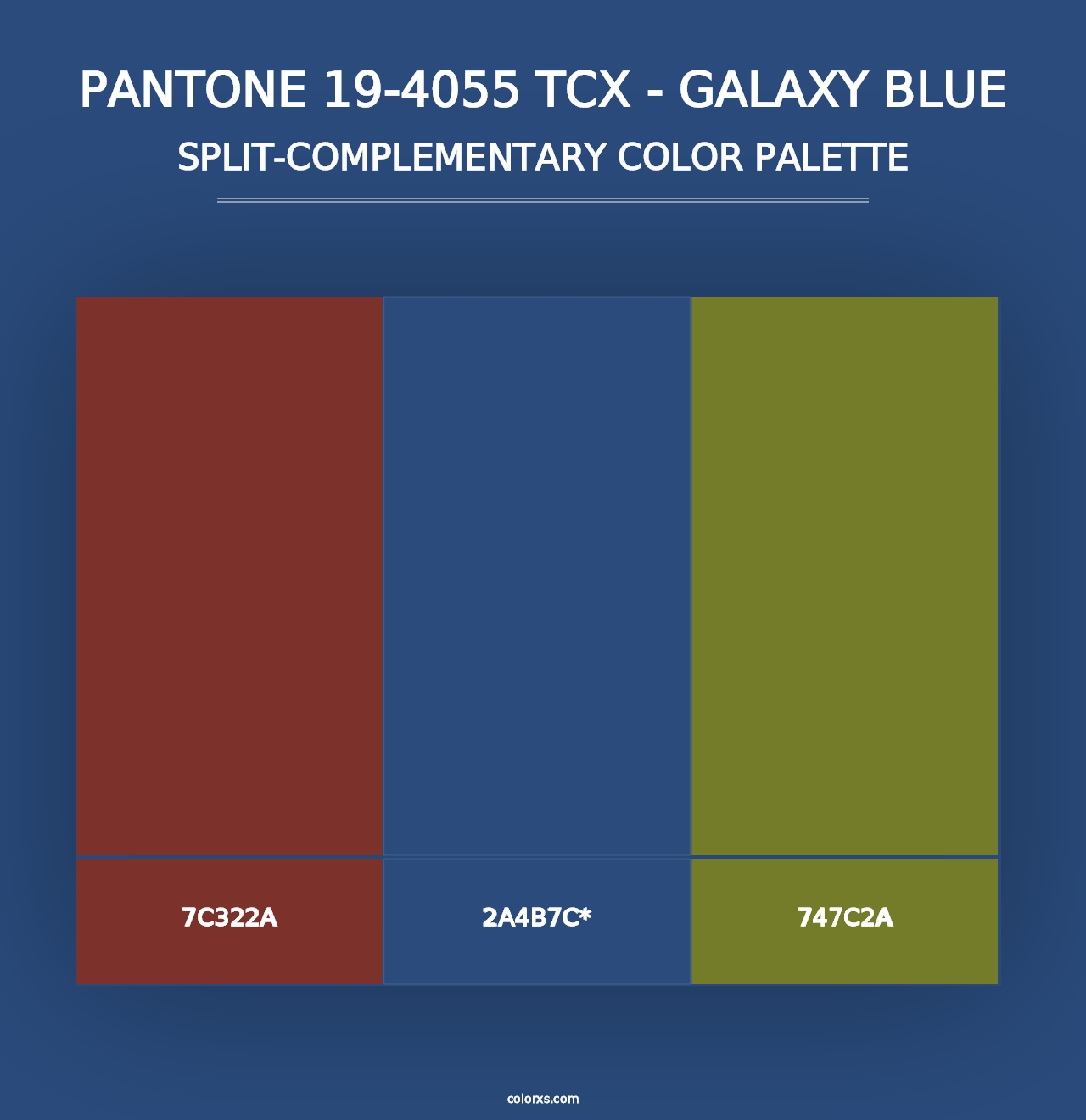 PANTONE 19-4055 TCX - Galaxy Blue - Split-Complementary Color Palette