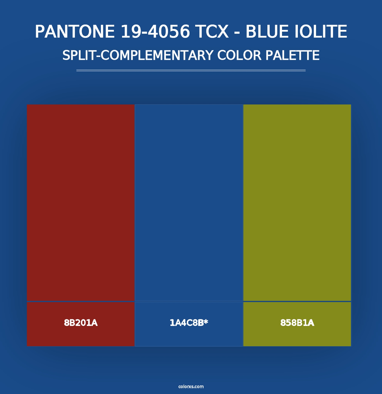 PANTONE 19-4056 TCX - Blue Iolite - Split-Complementary Color Palette