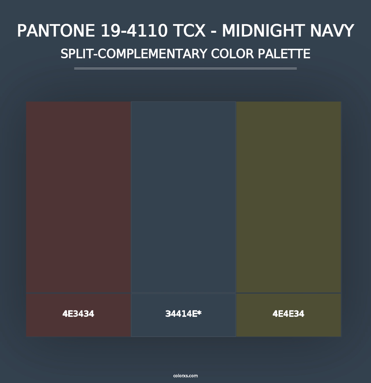 PANTONE 19-4110 TCX - Midnight Navy - Split-Complementary Color Palette