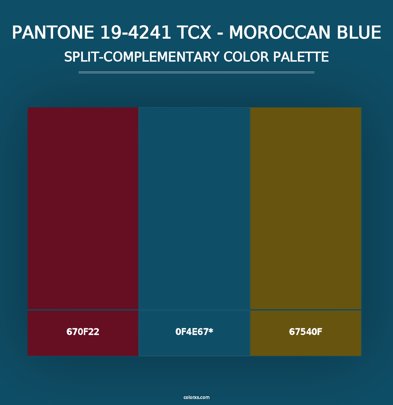 PANTONE 19-4241 TCX - Moroccan Blue - Split-Complementary Color Palette