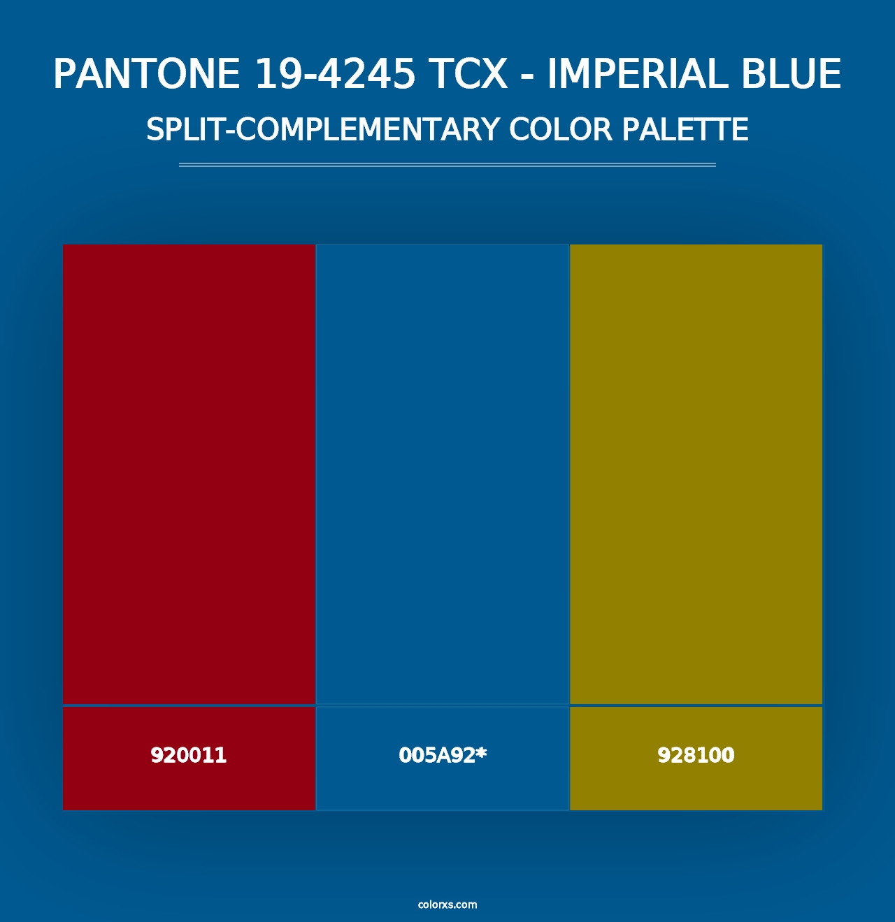 PANTONE 19-4245 TCX - Imperial Blue - Split-Complementary Color Palette