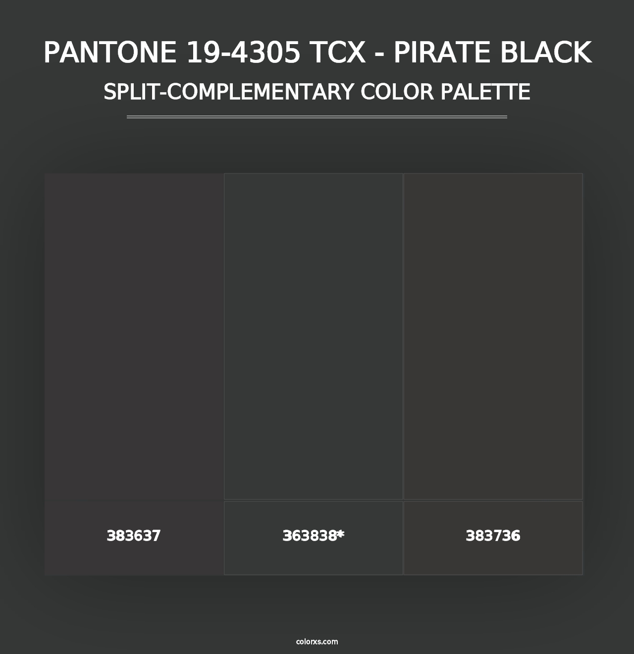 PANTONE 19-4305 TCX - Pirate Black - Split-Complementary Color Palette